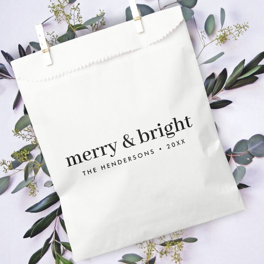Minimale Kerstmis | Merry en Bright Simple White Bedankzakje