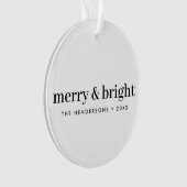 Minimale Kerstmis | Merry en Bright Simple White Ornament (voorkant)