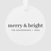 Minimale Kerstmis | Merry en Bright Simple White Ornament (achterkant)