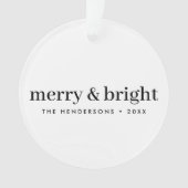 Minimale Kerstmis | Merry en Bright Simple White Ornament (voorkant)