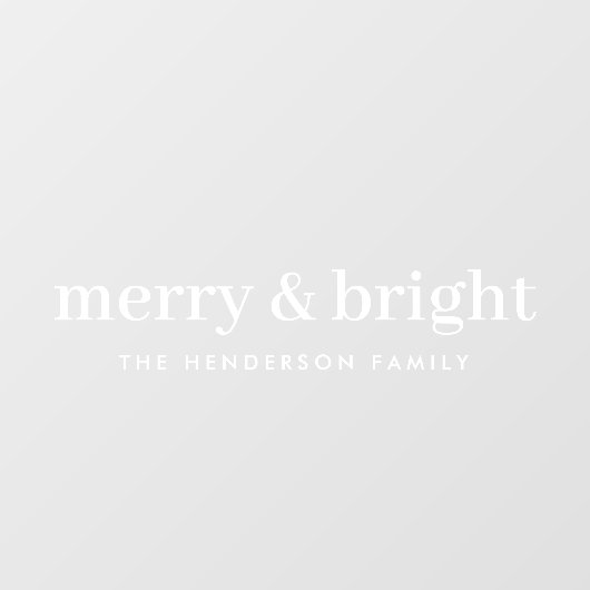 Minimale Kerstmis | Merry en Bright Simple White Raamsticker (Vel)
