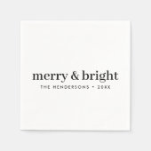 Minimale Kerstmis | Merry en Bright Simple White Servet (Voorkant)