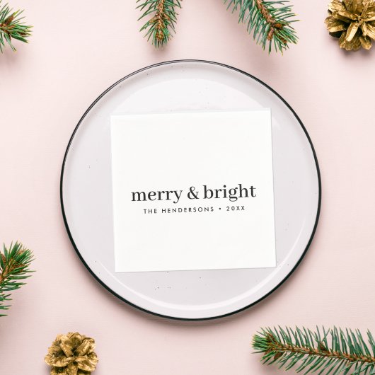 Minimale Kerstmis | Merry en Bright Simple White Servet