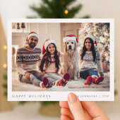 Minimale Kerstmis | Modern familieportret groen Feestdagenkaart