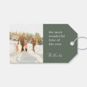 Minimale Kerstmis | Modern stijlvolle familiefoto Cadeaulabel (Voorkant (Horizontaal))