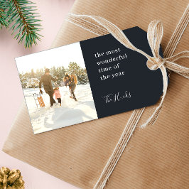 Minimale Kerstmis | Modern stijlvolle familiefoto Cadeaulabel