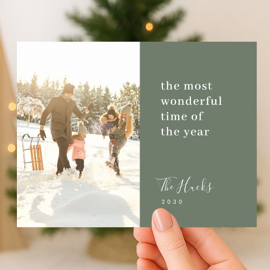 Minimale Kerstmis | Modern stijlvolle familiefoto Feestdagenkaart