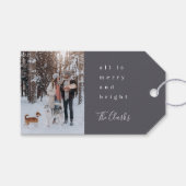 Minimale Kerstmis | Scandi Slate Gray Foto Cadeaulabel (Voorkant (Horizontaal))