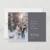 Minimale Kerstmis | Scandi Slate Gray Foto Feestdagenkaart (Voorkant)