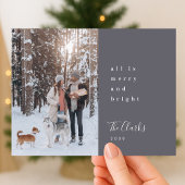 Minimale Kerstmis | Scandi Slate Gray Foto Feestdagenkaart