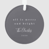 Minimale Kerstmis | Scandi Slate Gray Foto Ornament (achterkant)