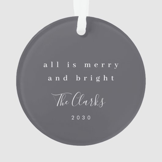 Minimale Kerstmis | Scandi Slate Gray Foto Ornament (achterkant)