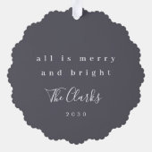 Minimale Kerstmis | Scandi Slate Gray Foto Ornament Kaart (Achterkant)