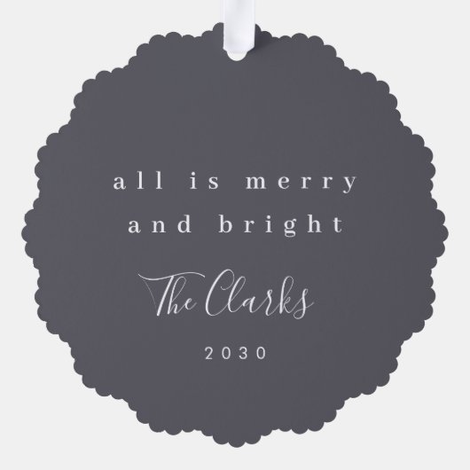 Minimale Kerstmis | Scandi Slate Gray Foto Ornament Kaart (Achterkant)