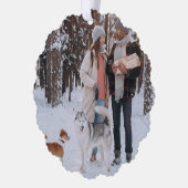 Minimale Kerstmis | Scandi Slate Gray Foto Ornament Kaart (Links)