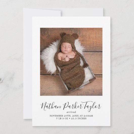 Minimale kerstportret met een prettig kerstcadeaut feestdagenkaart (Achterkant)