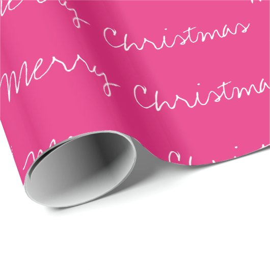 Minimale kersttypografie magenta wit cadeaupapier (Rol Hoek)