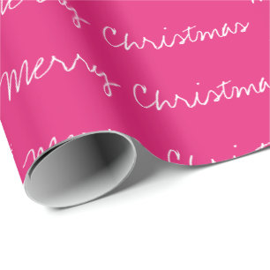 Minimale kersttypografie magenta wit cadeaupapier