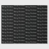 Minimale kersttypografie zwart wit cadeaupapier (Vlak)