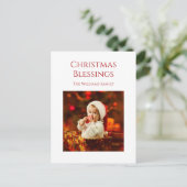 Minimale kerstverlichting Foto Feestdagenkaart (Staand voorkant)