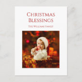 Minimale kerstverlichting Foto Feestdagenkaart (Voorkant)