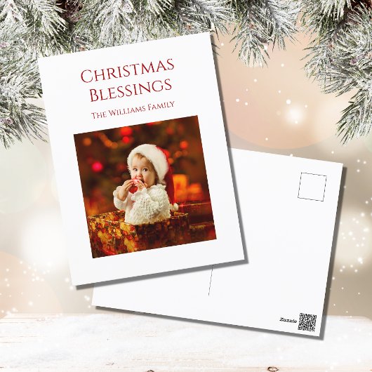 Minimale kerstverlichting Foto Feestdagenkaart