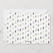 Minimale kerstviering met gouden zwarte pine-boom feestdagenkaart (Achterkant)