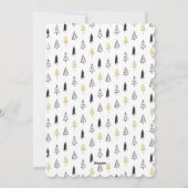 Minimale kerstviering met gouden zwarte pine-boom feestdagenkaart (Achterkant)