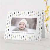 Minimale kerstviering met gouden zwarte pine-boom kaart (Gele Bloem)