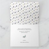 Minimale kerstviering met gouden zwarte pine-boom kaart (Binnen)