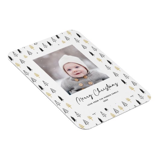 Minimale kerstviering met gouden zwarte pine-boom magneet (Rechterzijde)