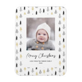 Minimale kerstviering met gouden zwarte pine-boom magneet (Verticaal)