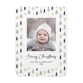 Minimale kerstviering met gouden zwarte pine-boom magneet