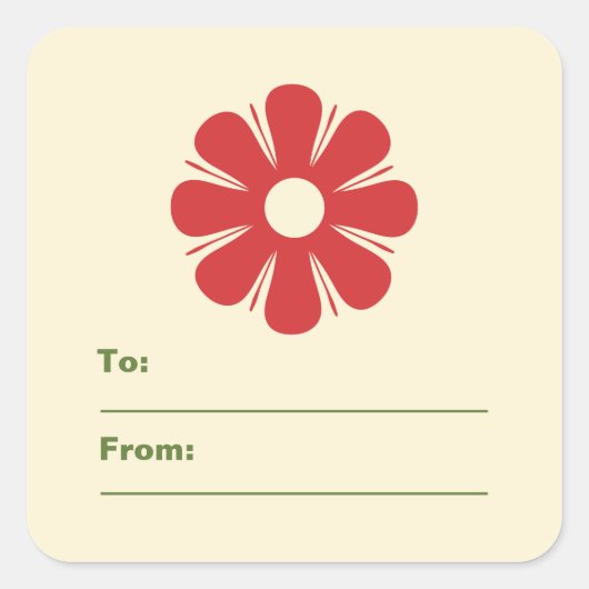 Minimale kerstvierkant cadeaulabel voor Retro Vierkante Sticker (Voorkant)