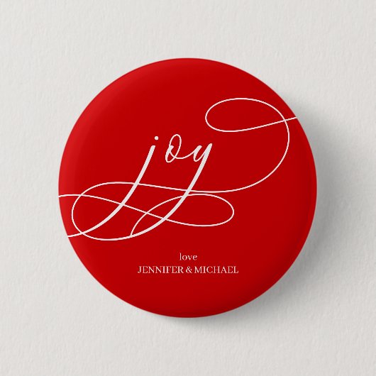 Minimale Kerstvreugde rood wit Ronde Button 5,7 Cm (Voorkant)