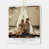 Minimale kerstzwarte en witte eenvoudige foto keramisch ornament (Links)