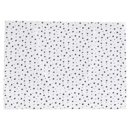 Minimale kerstzwarte en witte eenvoudige sterren groot cadeauzakje (Achterkant)