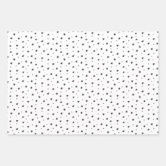 Minimale kerstzwarte en witte eenvoudige sterren inpakpapier vel (Voorkant)