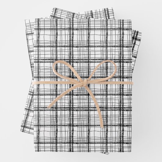 Minimale kerstzwarte en witte tekentafel inpakpapier vel (In situ)