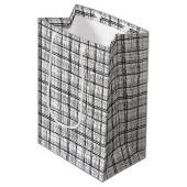 Minimale kerstzwarte en witte tekentafel medium cadeauzakje (Voorkant Gekanteld)