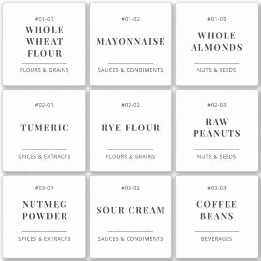 Minimale Keuken Pantry Voedsel Opslag Organisatie Sticker (Voorkant)