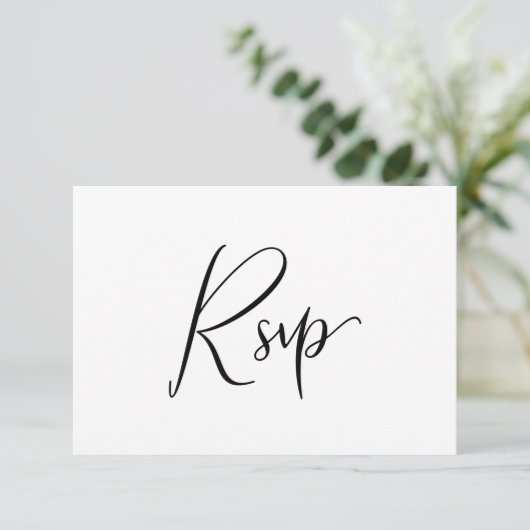 Minimale keuze voor zwarte en witte kalligrafie RS RSVP Kaartje (Staand voorkant)