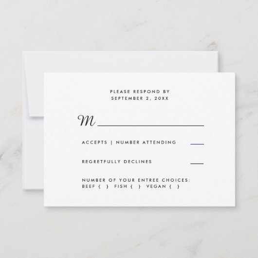Minimale keuze voor zwarte en witte kalligrafie RS RSVP Kaartje (Achterkant)