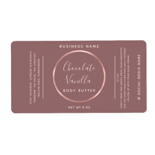 Minimale kikkertypografie rond roos goud lijst etiket (Voorkant)