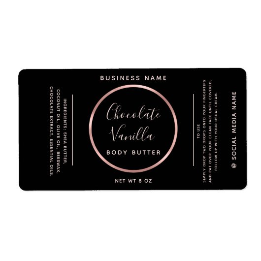 Minimale kikkertypografie rond roos goud lijst etiket (Voorkant)