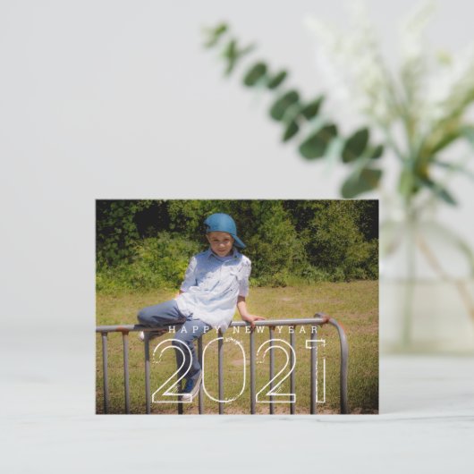 Minimale Kinder foto van 2021 nieuwe jaren Briefkaart (Staand voorkant)