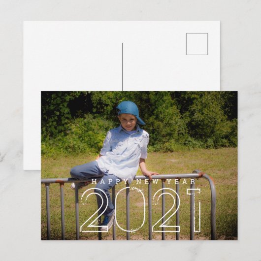 Minimale Kinder foto van 2021 nieuwe jaren Briefkaart (Voorkant / Achterkant)