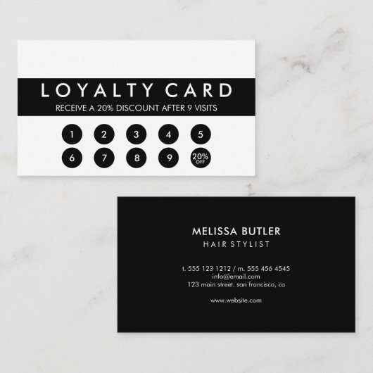 Minimale klantenloyaliteit klantenkaartje (Voorkant / Achterkant)