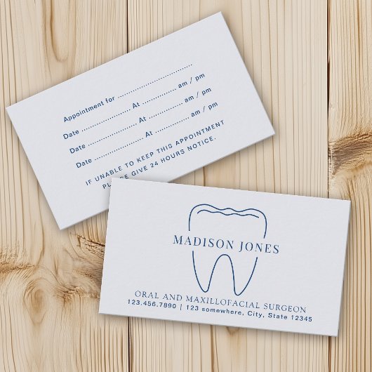Minimale klasse blauwe tandarts afspraak visitekaartje