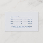 Minimale klasse blauwe tandarts afspraak visitekaartje (Achterkant)